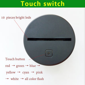 LED Touch Button USB 7 Colors Changing 3D Dinosaur Fossil Night Light Table Lamp