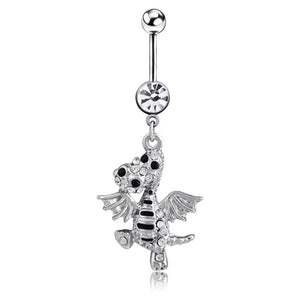 Dragon Navel Ring Piercing Belly Button Rings White Crystal