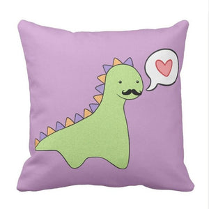 Love Stache Dinosaur Throw Pillow Case Cover