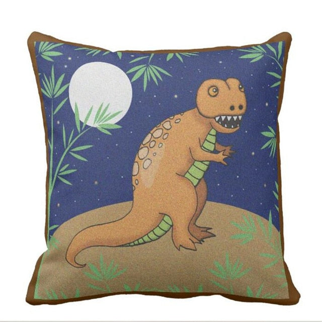 Dinosaur In The Moonlight Throw Pillow Case Cover