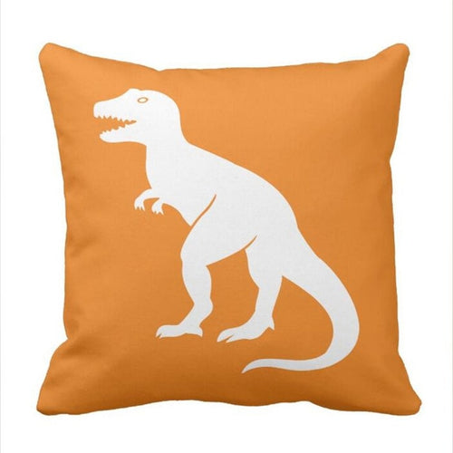 Orange T-Rex Dinosaur Throw Pillow Cover