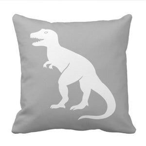Grey T-Rex Dinosaur Throw Pillow Cover