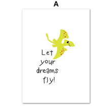 Let Your Dreams Fly Dinosaur Canvas Walll Art Painting Print