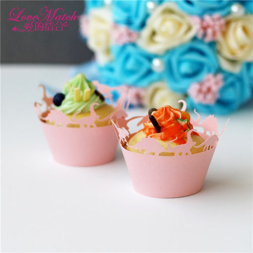 25 Piece Pink Dinosaur Laser Cut Cup Cake Wrapper