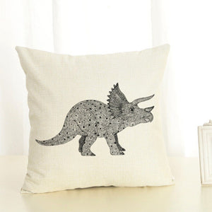 Triceratops Dinosaur Linen Throw Pillow Case Cover