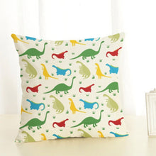 Dinosaur Rainbow Friends Linen Throw Pillow Cover