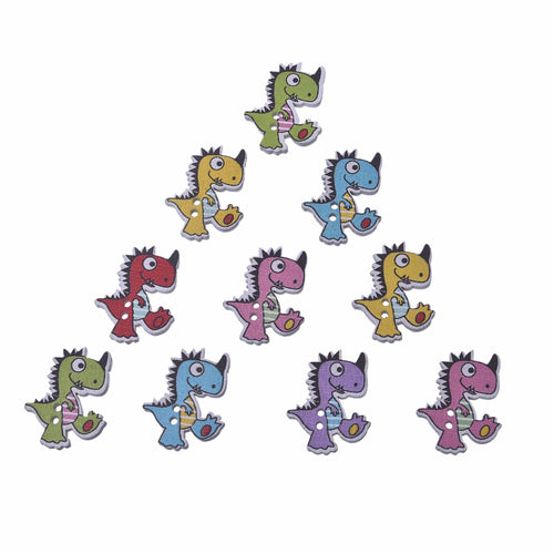 50 Piece Cuteasaur Wooden Buttons