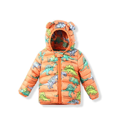 Hooded Winter Children's Dinosaur Jacket Coat