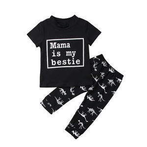 "Mama Is My Bestie" 2 Piece Baby Legging & T-Shirt Set