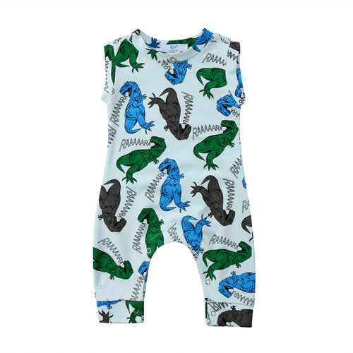 Rawwwwr T-Rex Newborn Sleeveless  Dinosaur Jumpsuit Romper