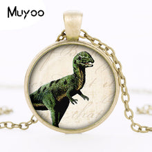 Silver Plated Cabochon Dinosaur Pendant Necklace