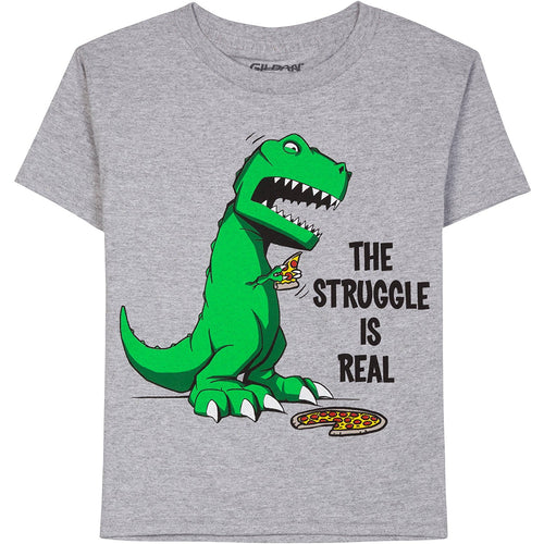 The Struggle Is Real Graphic Dinosaur Pizza T Shirt