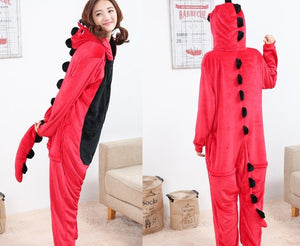 Red Dinosaur Onesie Costume Pajamas