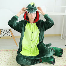 Adult Pink Or Green Dinosaur Cosplay Costume Pajamas Onesie