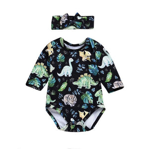 2 Piece Long Sleeve Romper + Headband Set
