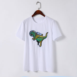 First Dinosaur In space Embroidered T-Shirt