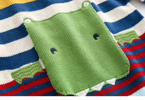 Button Back Dinosaur Tail Knit Dinosaur Sweater
