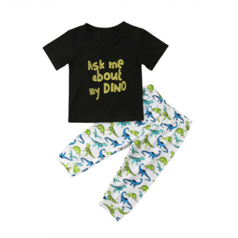 2 Piece Ask Me About My Dino Tops + Pants Outfit Set