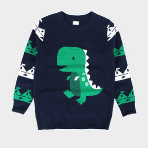 Cotton Cartoon T-Rex Dinosaur  Sweater