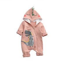 I Love My Mom More Than Dinosaurs Cotton Hooded Dinosaur Baby Romper