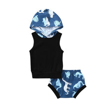 Cotton Baby Dinosaur Hooded Tank Top + Shorts 2 Piece Set