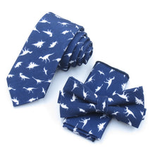 Dinosaur  Bow Tie Set Pocket Square Handkerchief Mens Butterfly Bow Tie Skinny Ties Set Slim Necktie