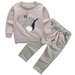 Baby 2pcs Dino Long-sleeved Shirt and Pants Set