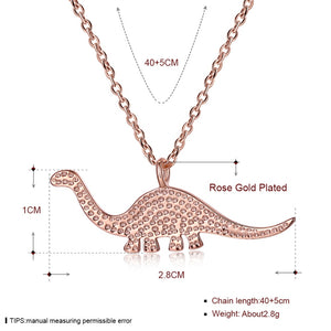 Sterling Silver Rhinestone Dinosaur Pendant Necklace