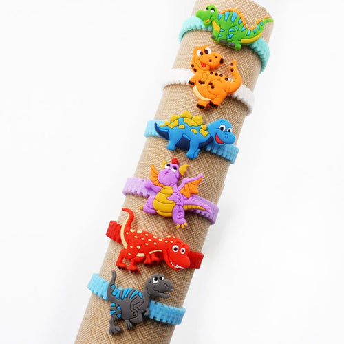 6pcs Dinosaur Party Favor Gift Rubber Bangle Bracelet