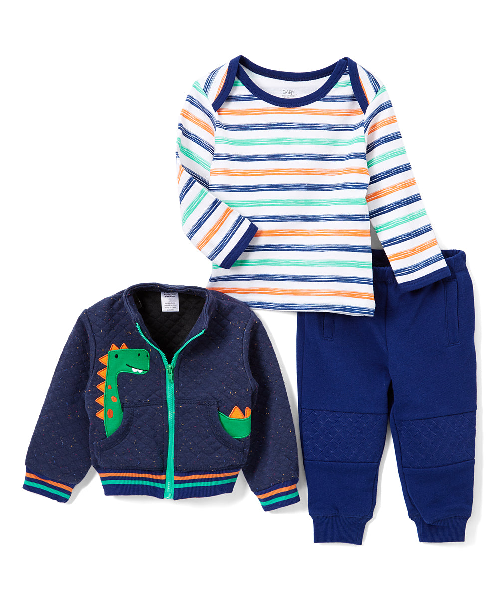 Blue Dinosaur 3 Piece Jacket Set - Infant