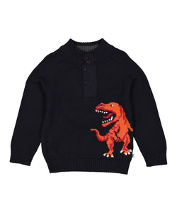 Navy & Red Dinosaur Button-Front Pullover - Infant & Toddler